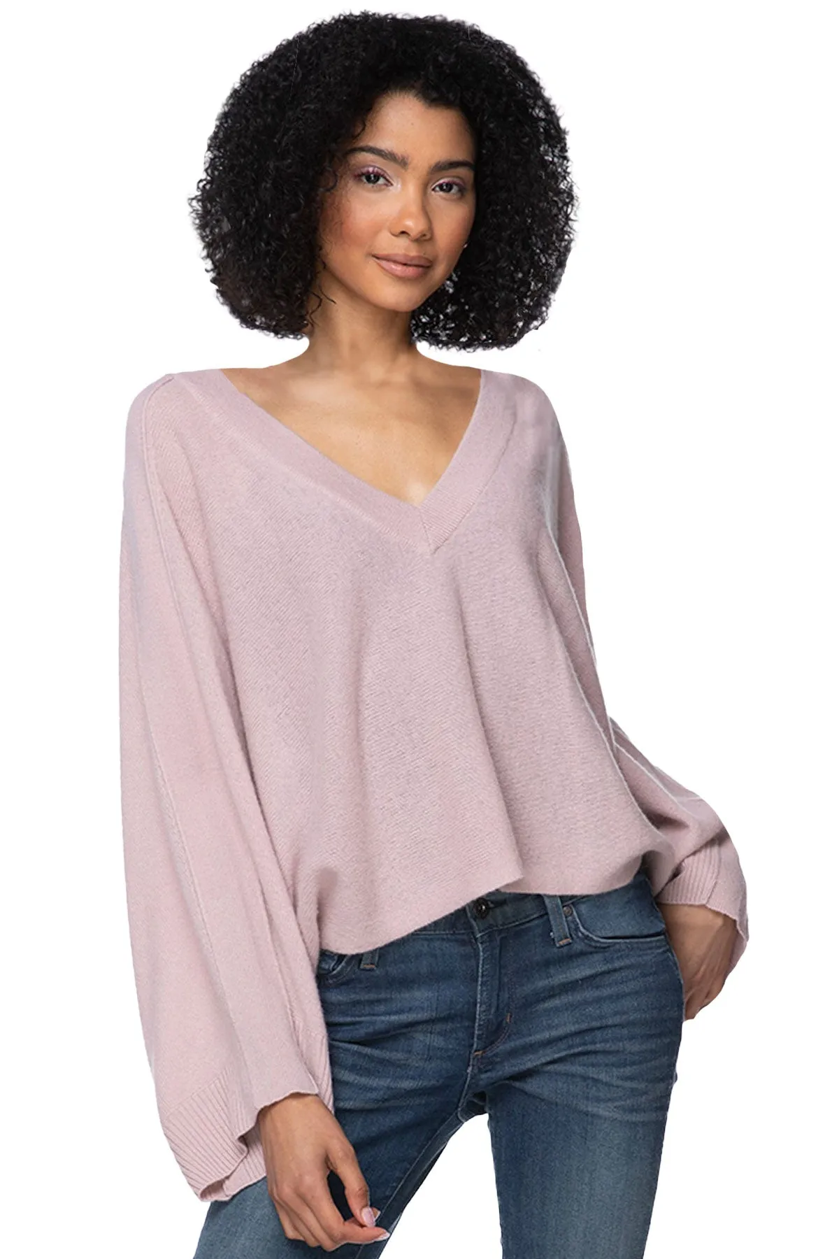 100% Cashmere Coastal Cool Reversible Crew to V-neck in Light Colors