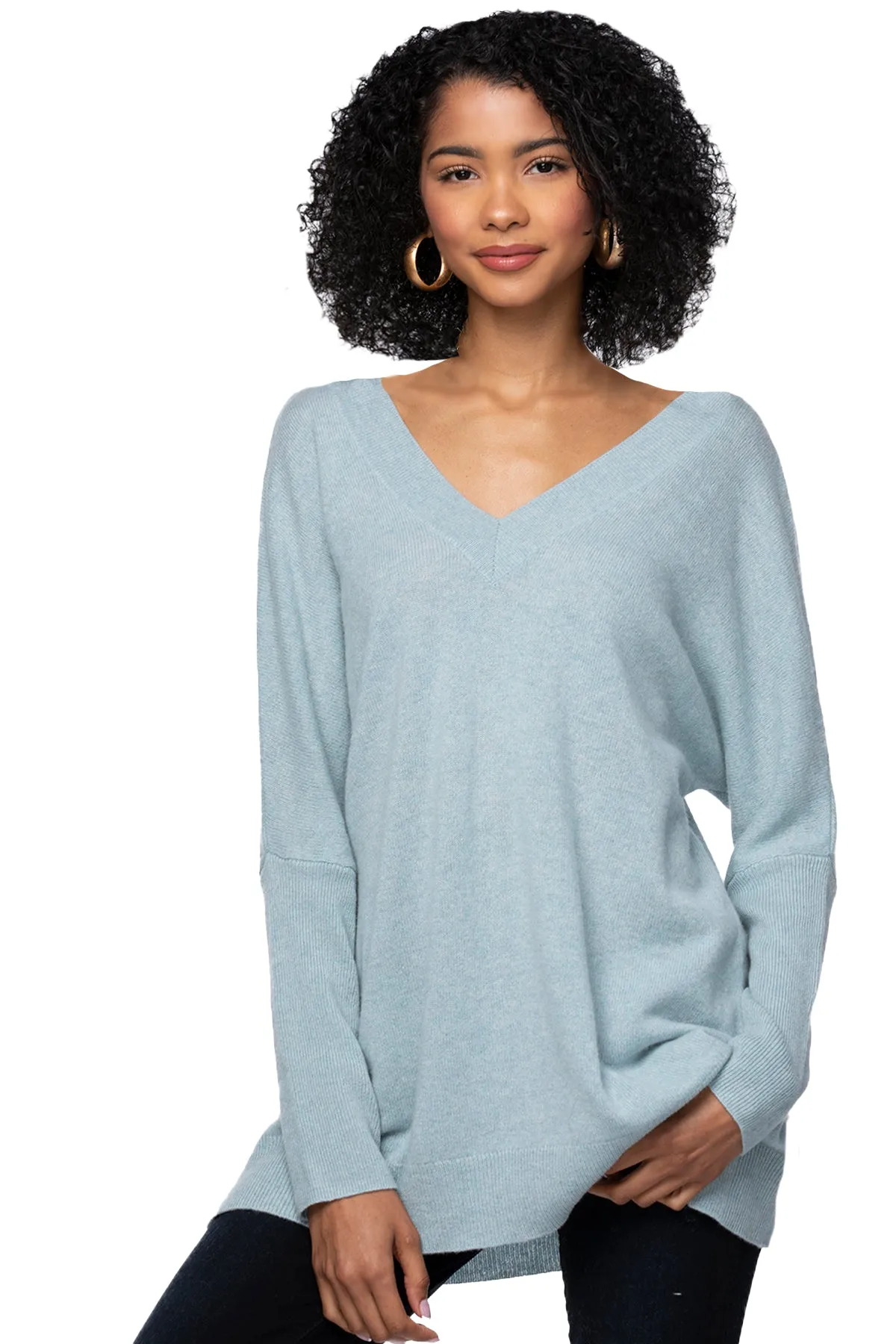 100% Cashmere Reversible Easy V-Neck Sweater - Resort