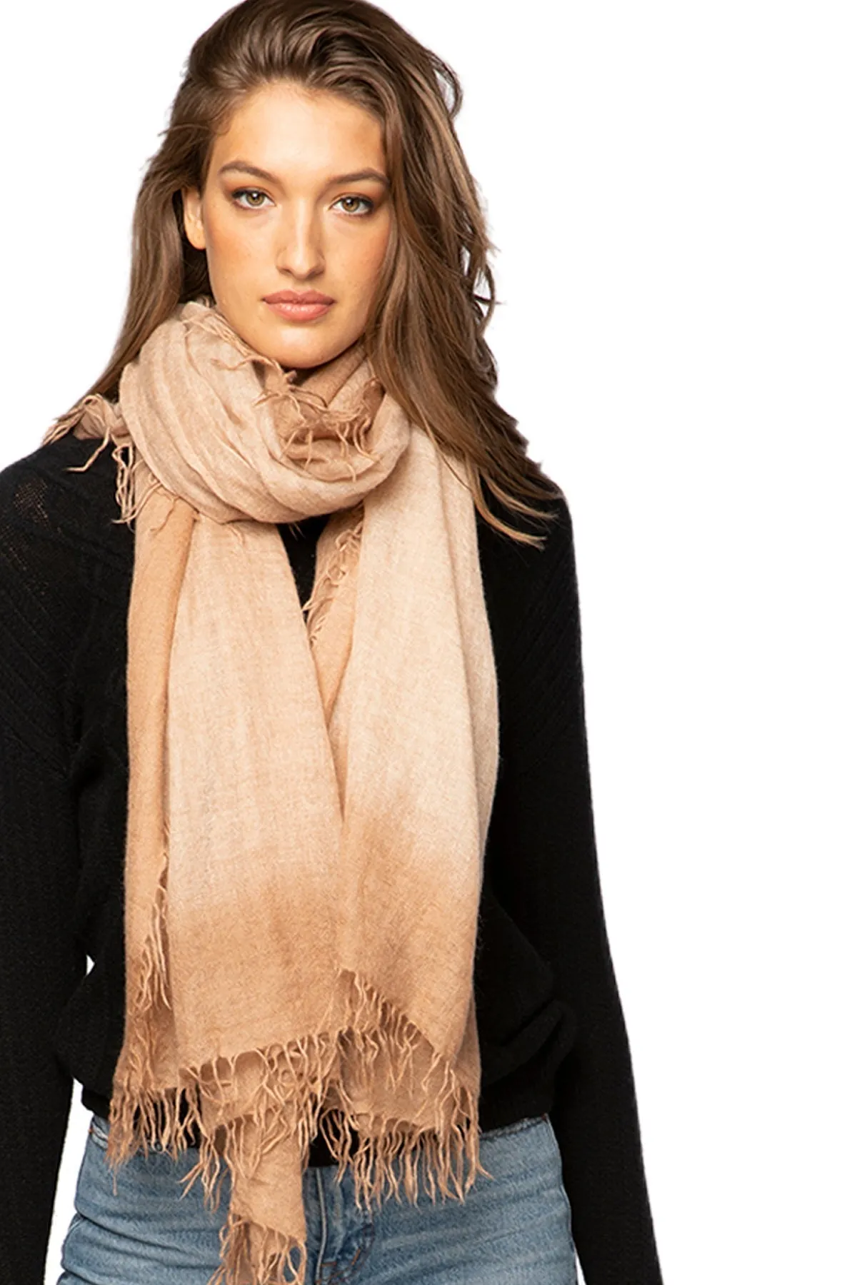 100% Tissue Cashmere Half Moon Scarf