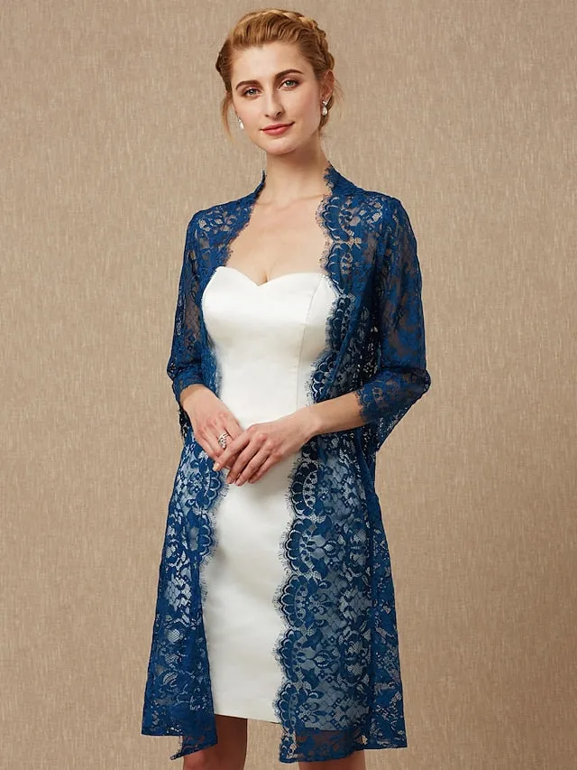 3/4 Length Sleeve Coats / Jackets Lace Wedding / Party / Evening Women's Wrap With Lace