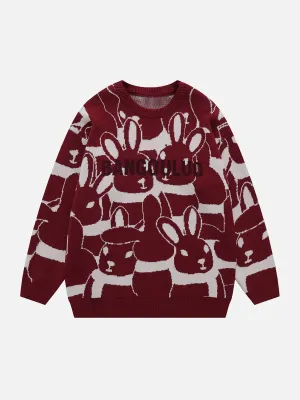 AlanBalen® - Full Rabbit Jacquard Knit Sweater