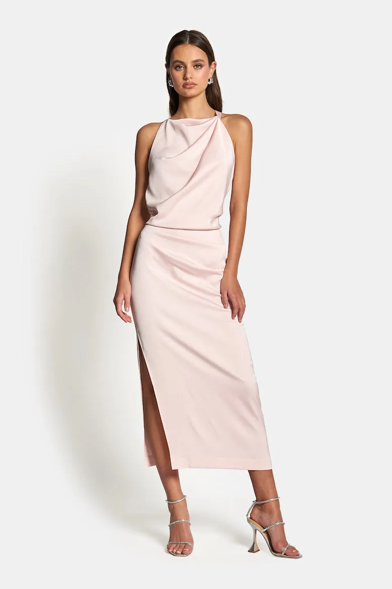 Amelie High Neck Satin Dress