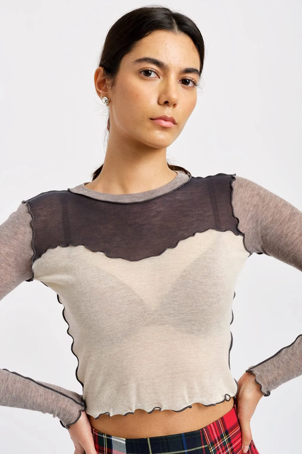 Bella Top Grey & Cream