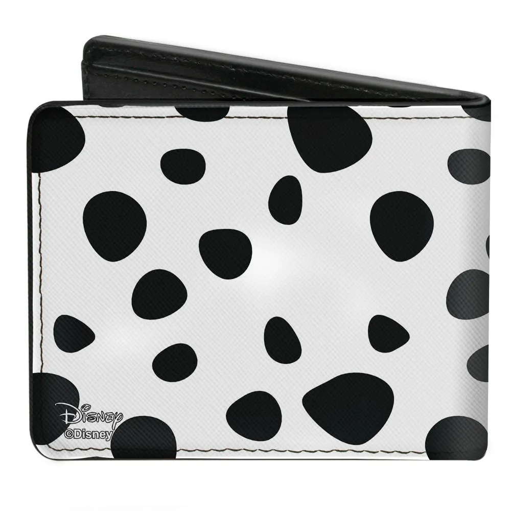 Bi-Fold Wallet - Cruella de Vil Cream Fur Pose   Spots Red Black