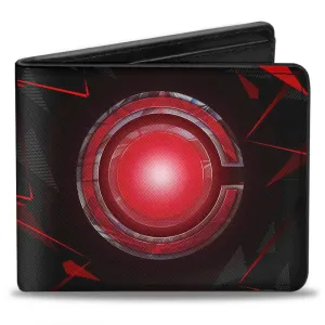 Bi-Fold Wallet - CYBORG C Icon   Text Abstract Black Reds Grays