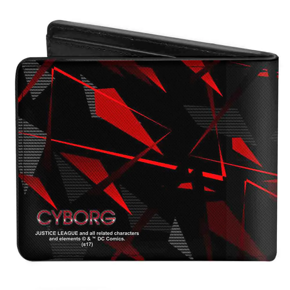 Bi-Fold Wallet - CYBORG C Icon   Text Abstract Black Reds Grays