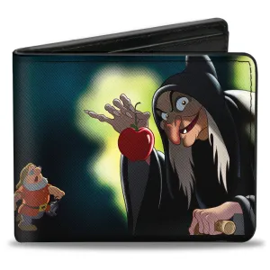 Bi-Fold Wallet - Old Hag Witch Poisoned Apple Pose Seven Dwarfs Marching