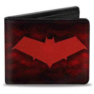 Bi-Fold Wallet - Red Hood Logo Monogram Black-Red Fade Red White