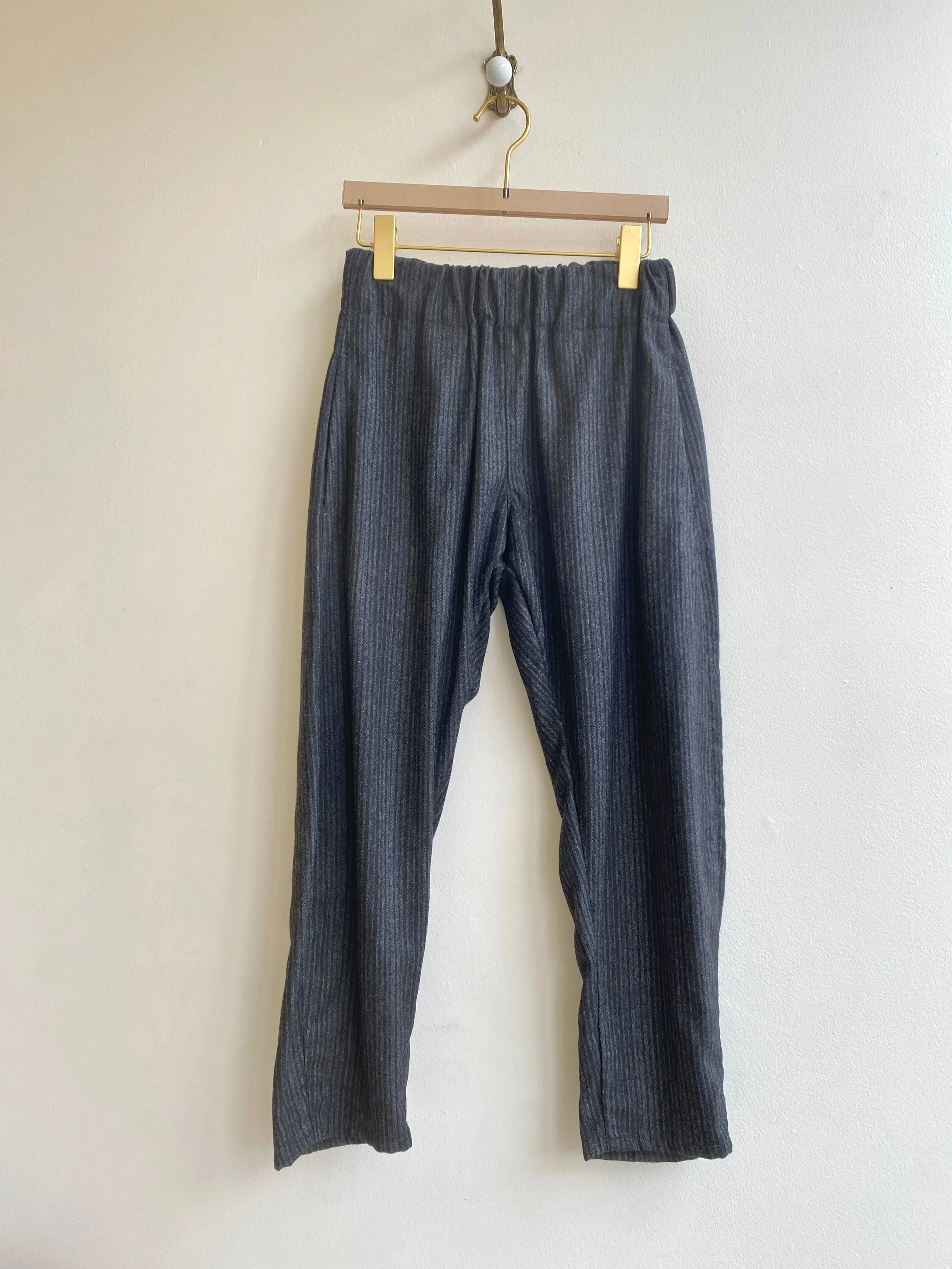 Black & Charcoal Woolen Pinstripe Studio Pant