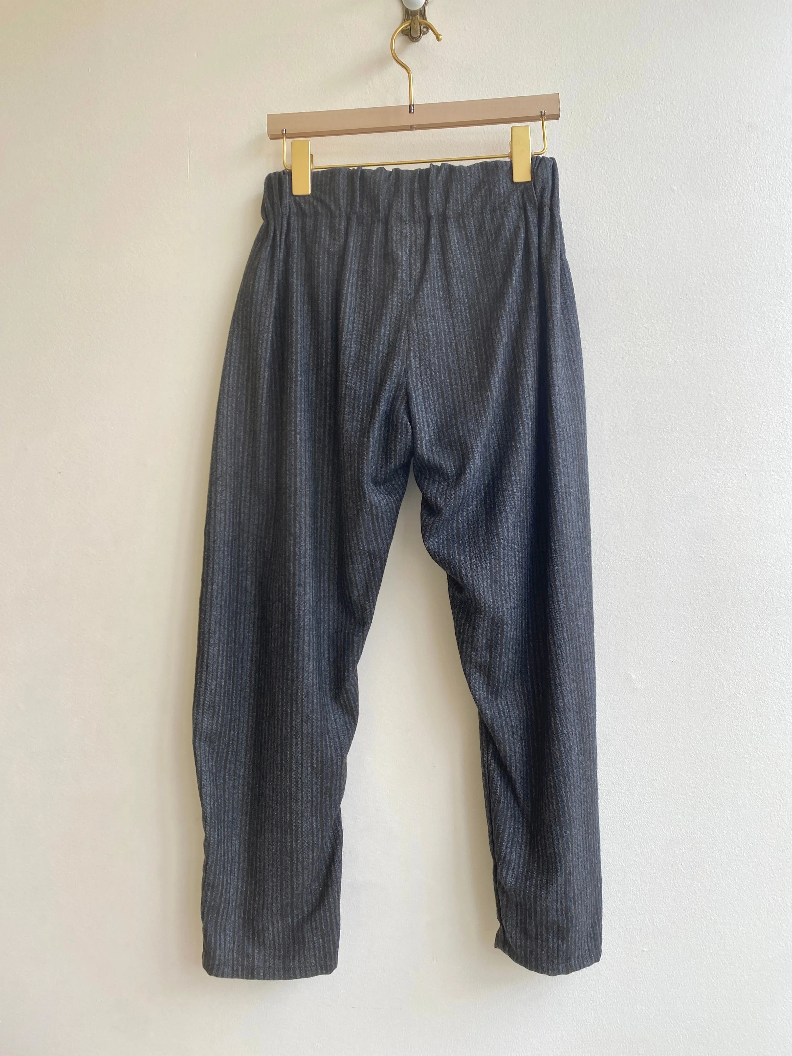 Black & Charcoal Woolen Pinstripe Studio Pant