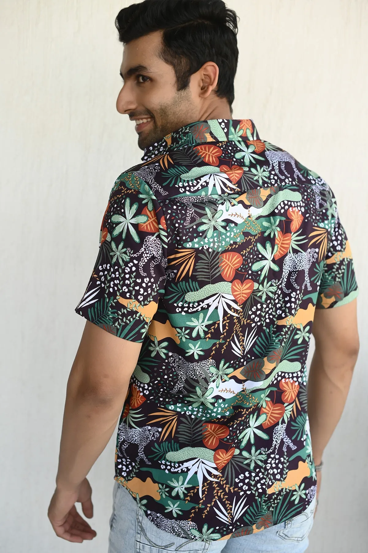 Black Forrest  print cotton shirt half sleeves | Style Matters