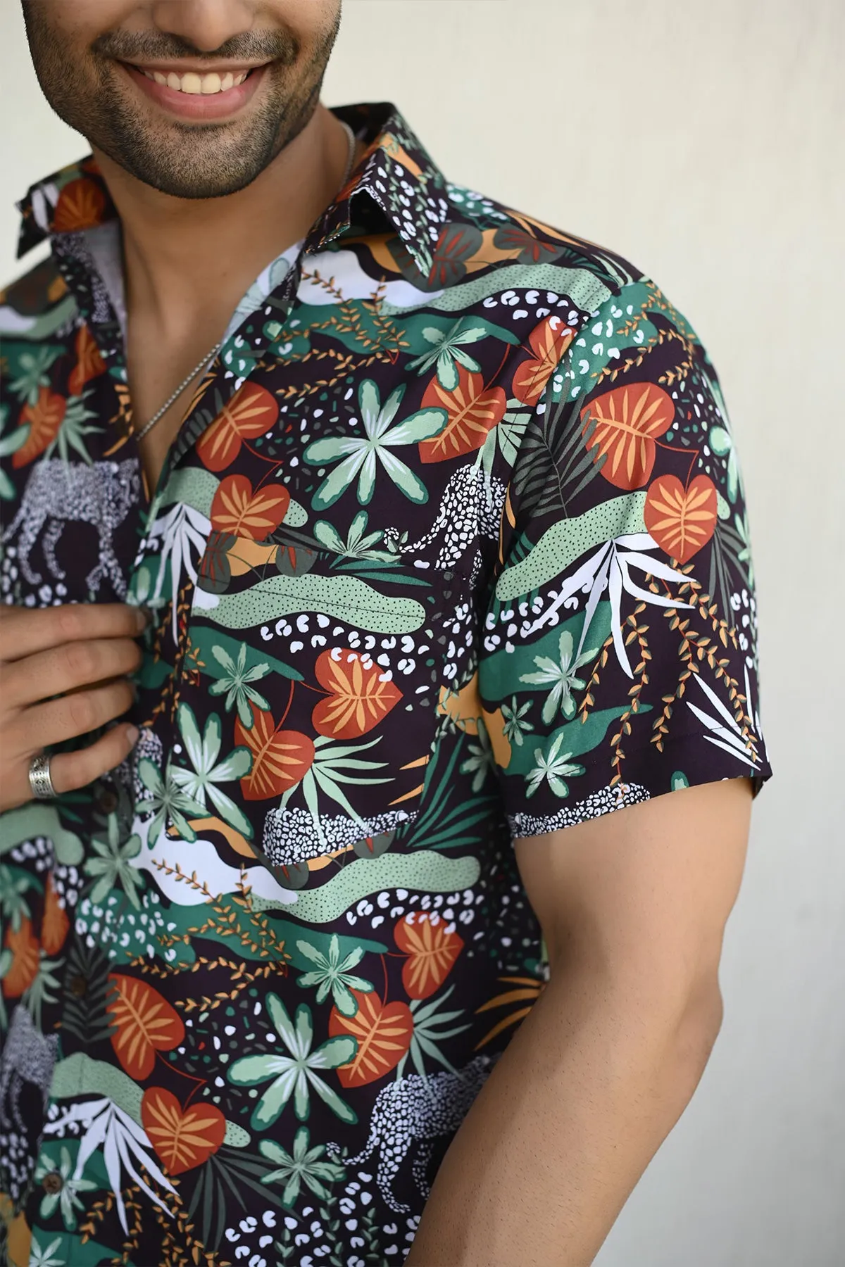 Black Forrest  print cotton shirt half sleeves | Style Matters