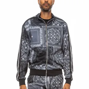 Black Paisley All Over Print Track Jacket