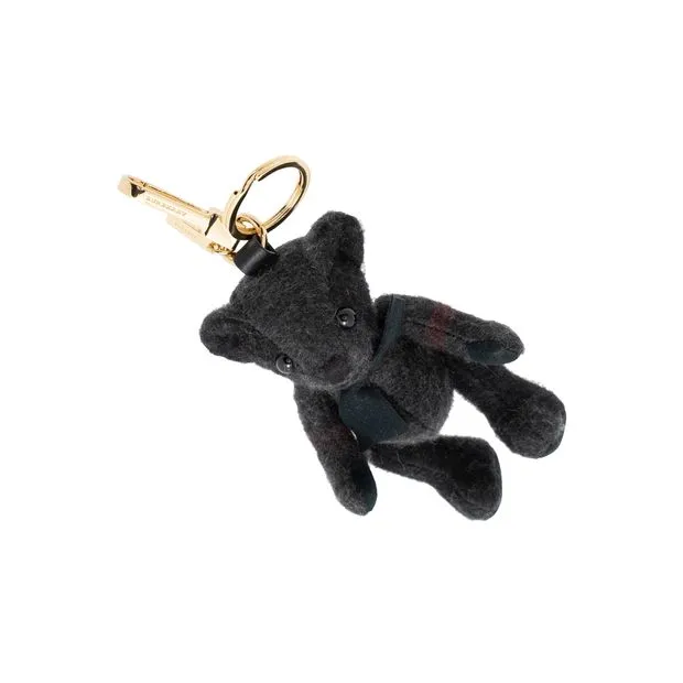 BURBERRY Black Check Cashmere Thomas Bear Bag Charm