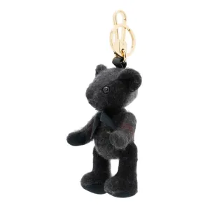 BURBERRY Black Check Cashmere Thomas Bear Bag Charm