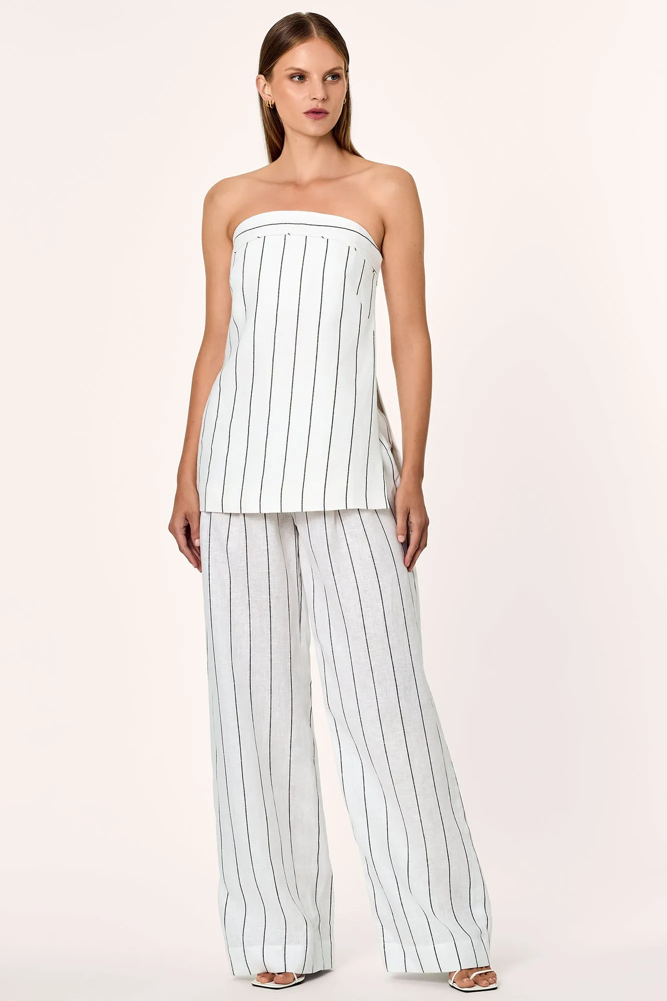 Calista Pant - Milk Black Pinstripe