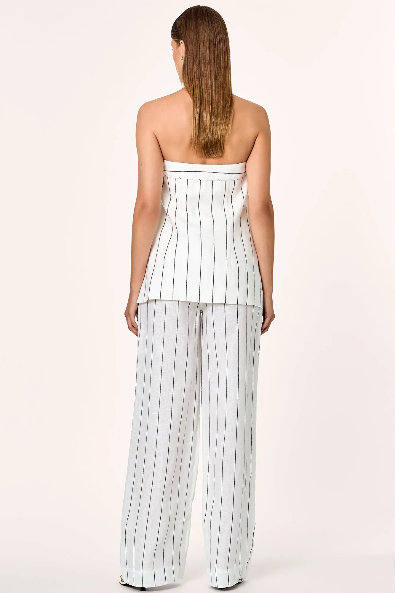 Calista Pant - Milk Black Pinstripe