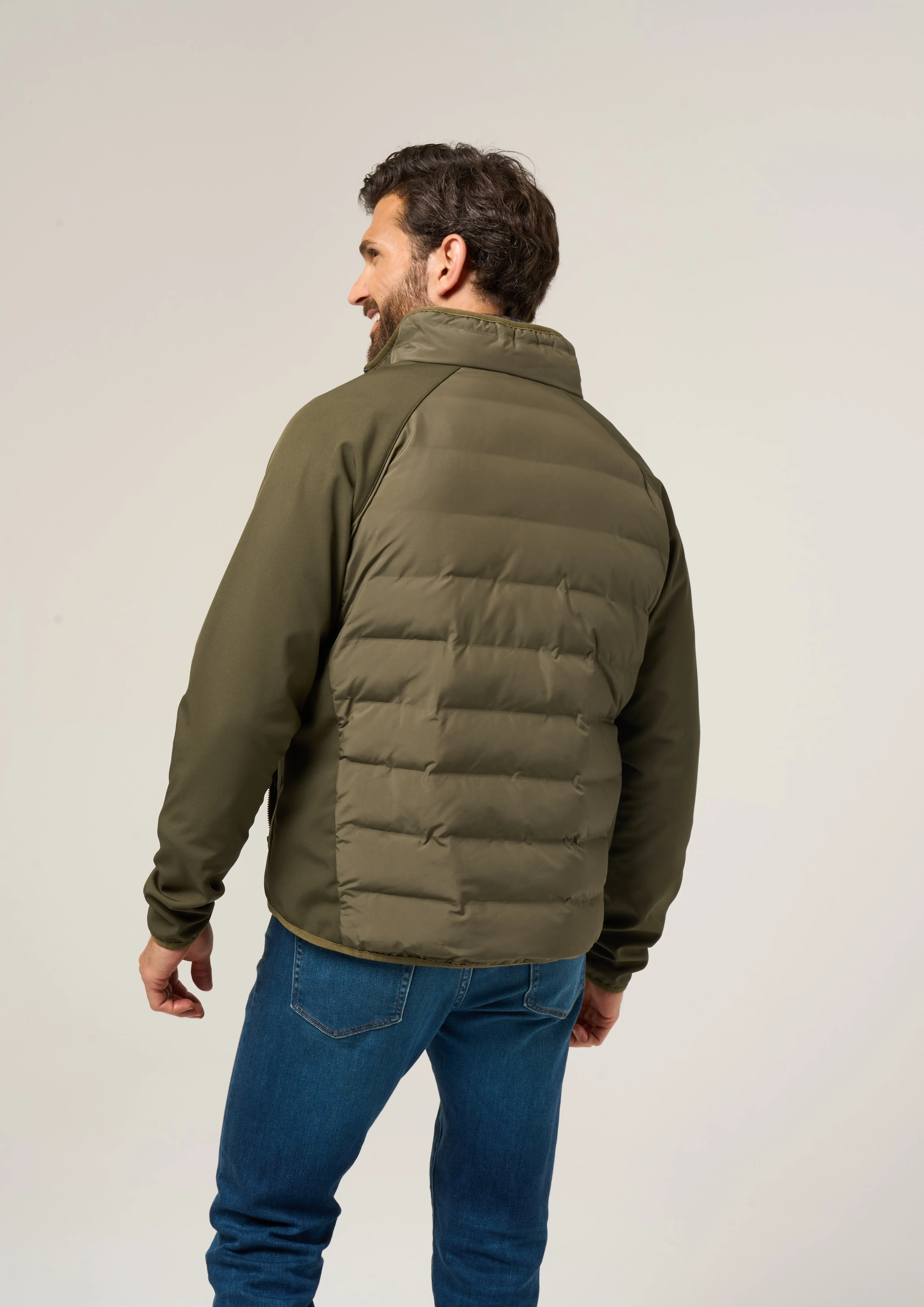 Calsall Men's Hybrid Jacket In Olive - Regular Fit