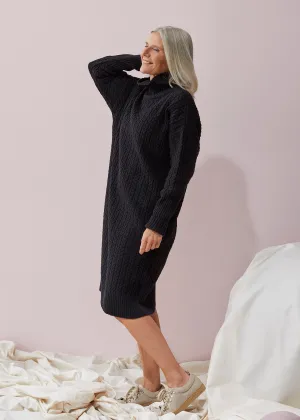 Chunky Turtle Dress Cable Knit Black