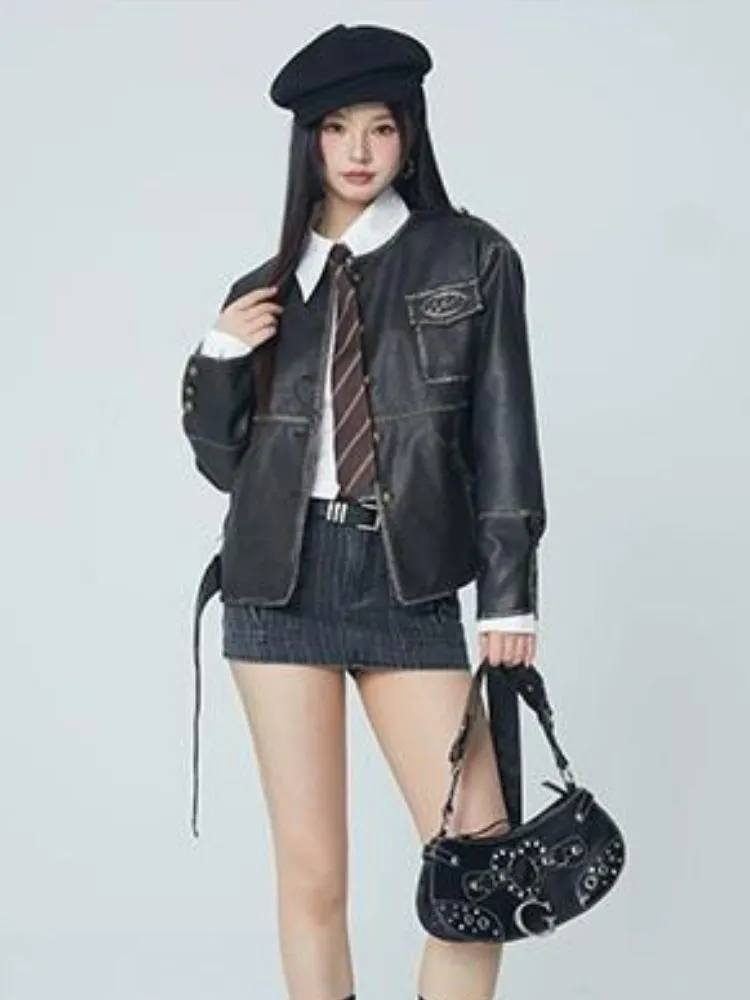 College fake leather jacket【s0000004056】