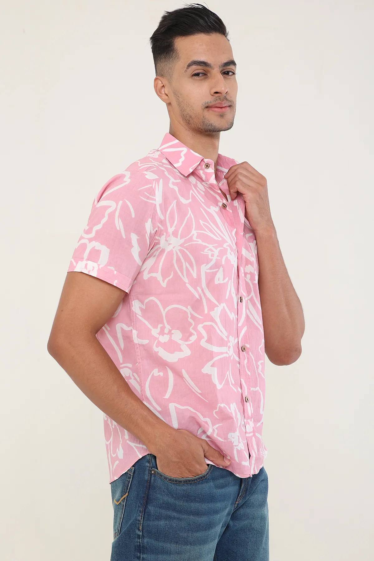 Cool Pink cotton shirt half sleeves | Style Matters