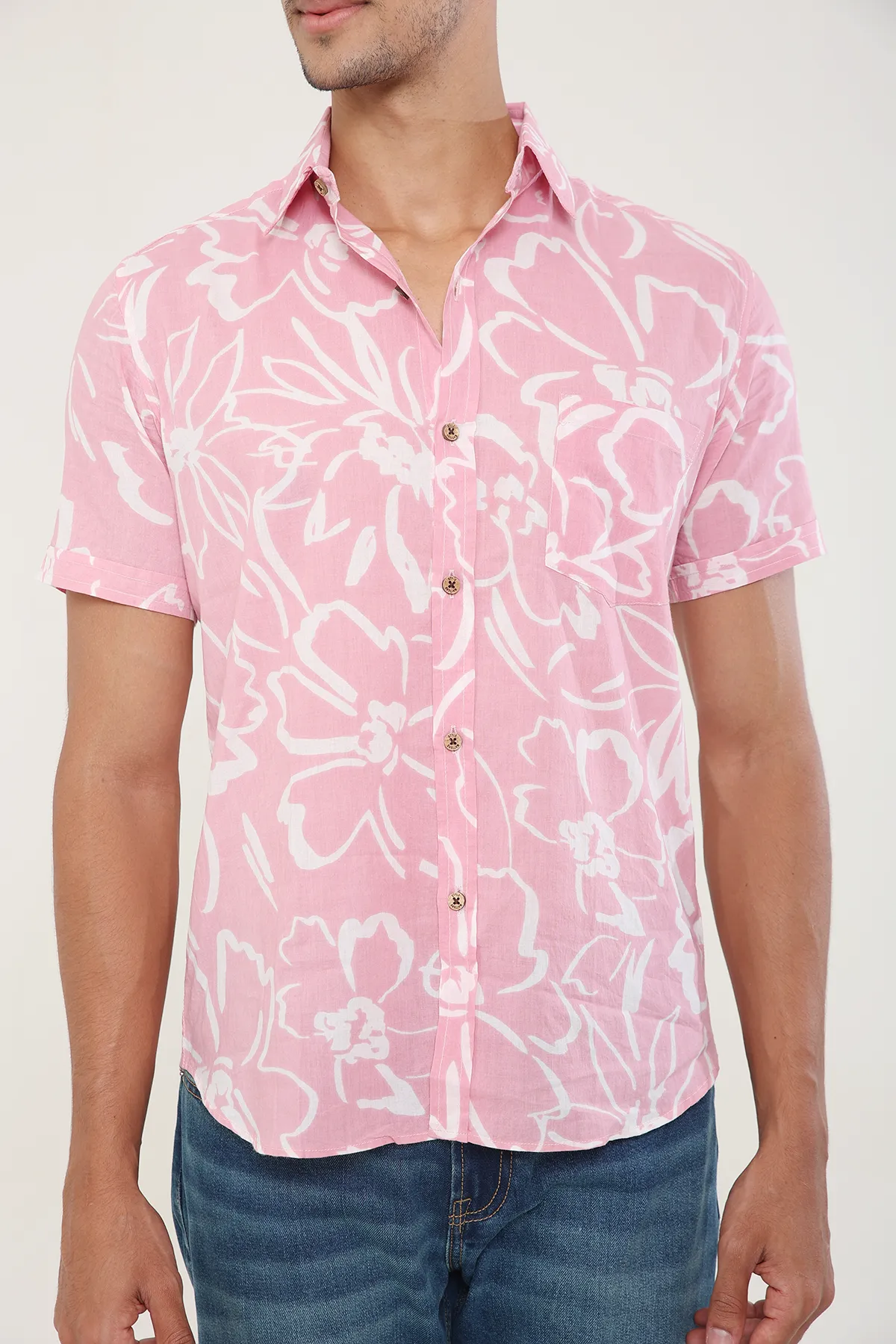 Cool Pink cotton shirt half sleeves | Style Matters