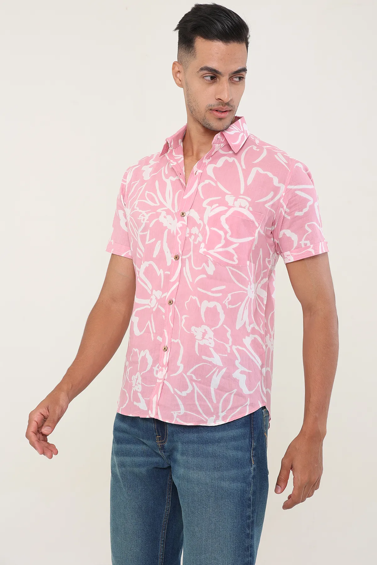 Cool Pink cotton shirt half sleeves | Style Matters