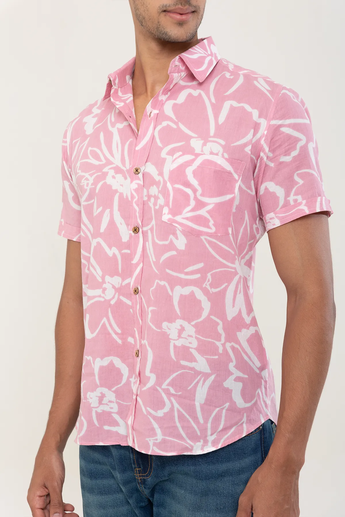 Cool Pink cotton shirt half sleeves | Style Matters