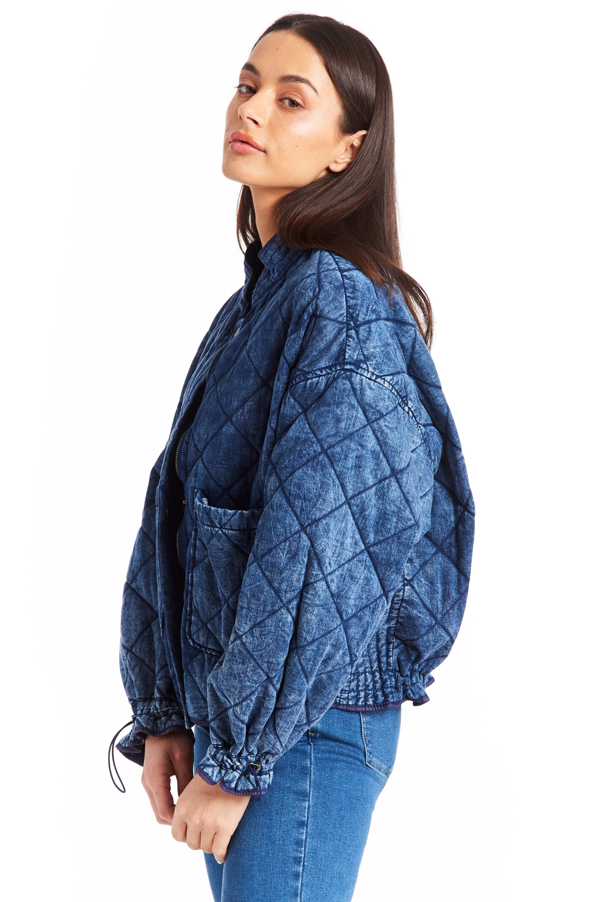 Diamond Quilted Denim Jacket