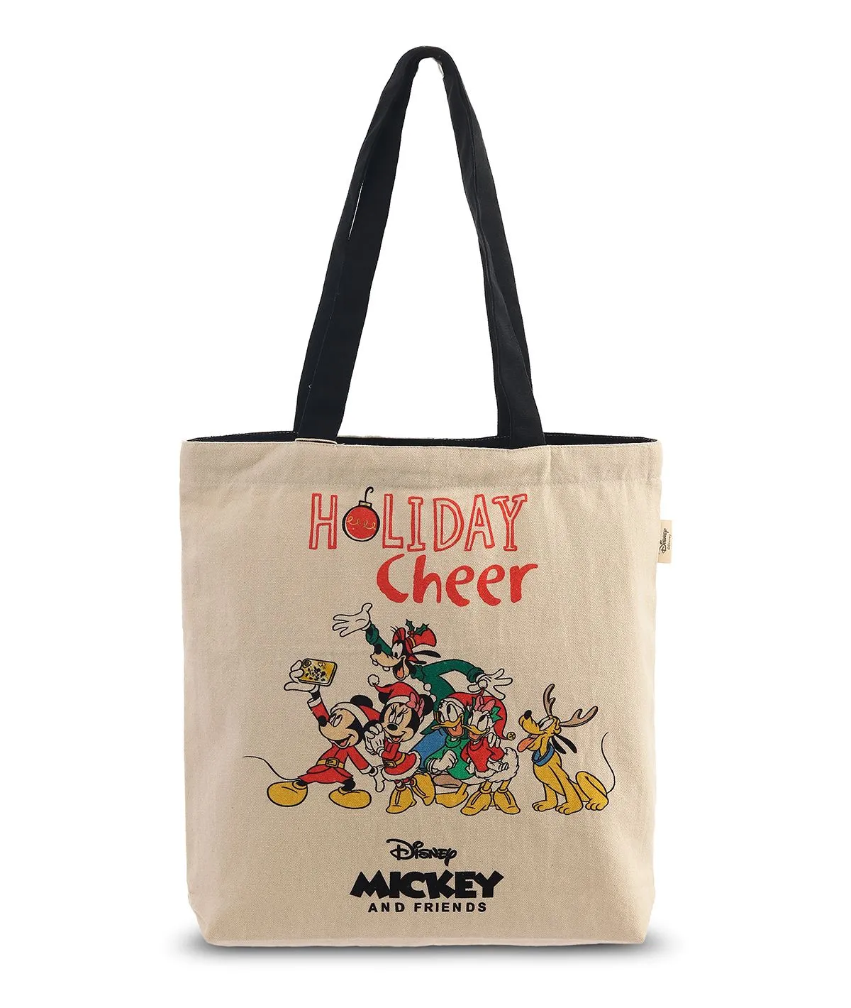 Disney Holiday Cheer - Off White Color Cotton canvas  Shoulder Handbag