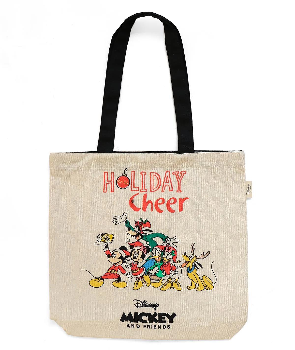 Disney Holiday Cheer - Off White Color Cotton canvas  Shoulder Handbag