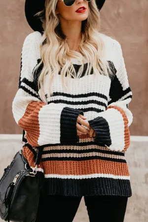 Fashion Street Striped Pullovers O Neck Sweaters