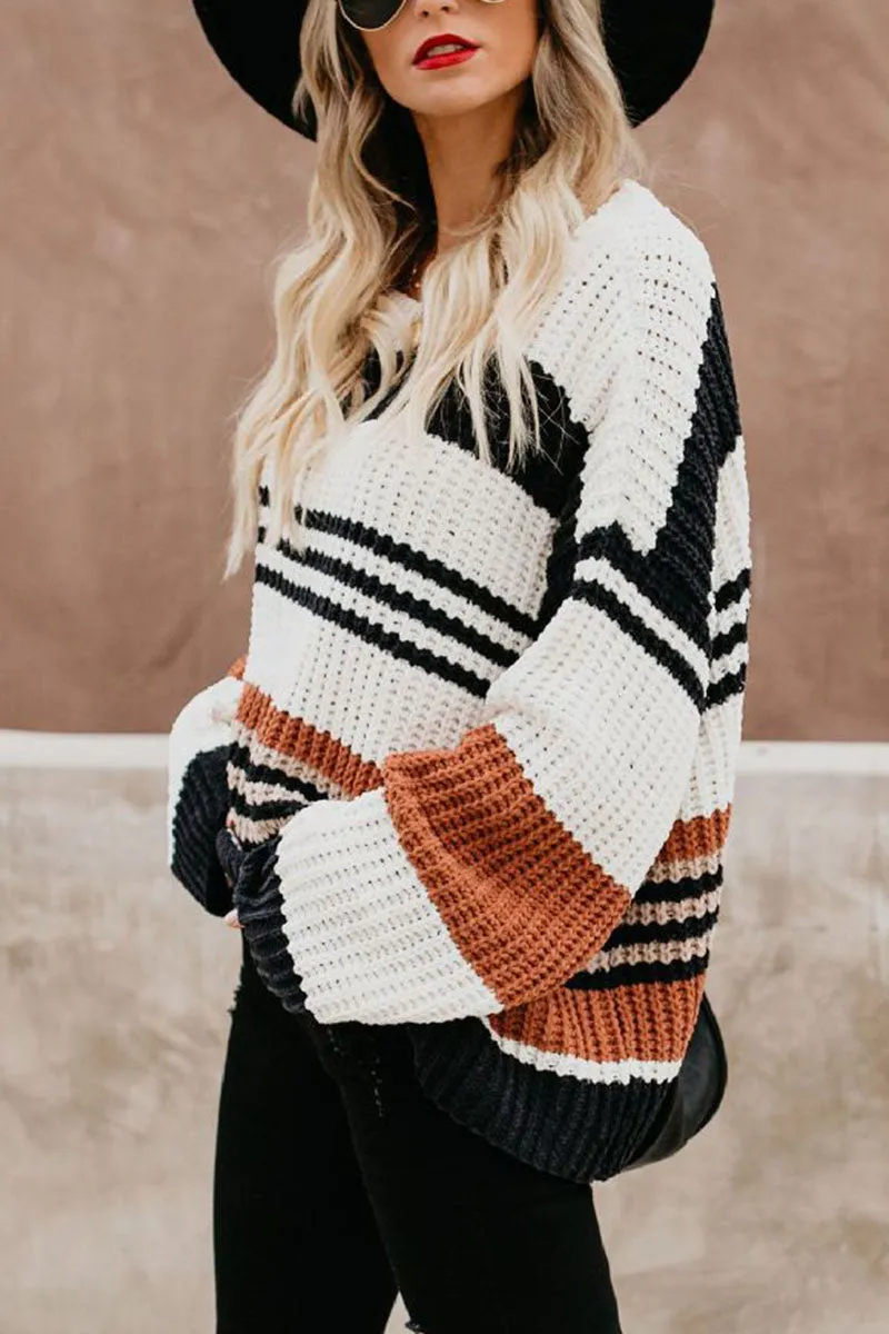 Fashion Street Striped Pullovers O Neck Sweaters