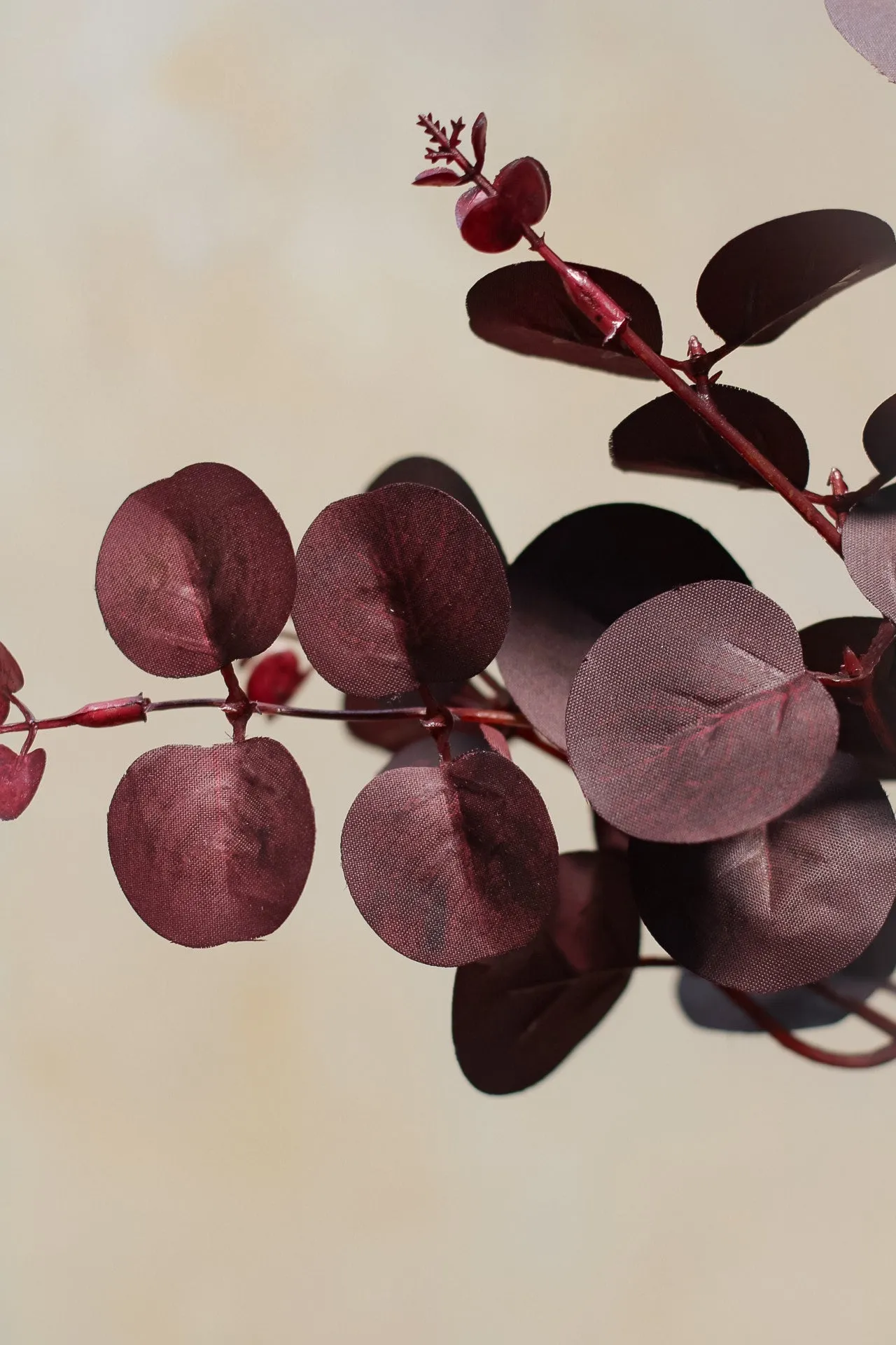 Faux Autumnal Burgundy Eucalyptus Stem