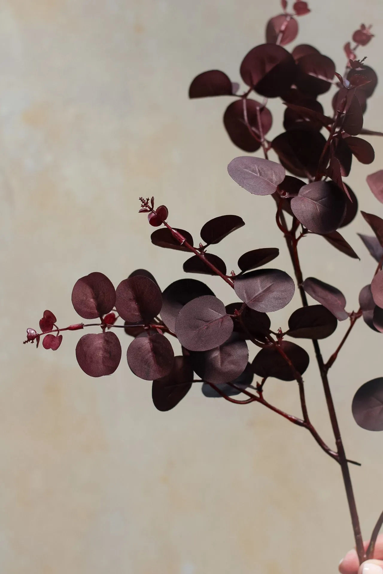 Faux Autumnal Burgundy Eucalyptus Stem