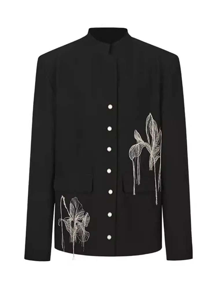 Fine Silk Thread Embroidery Black Suit Jacket【s0000008176】