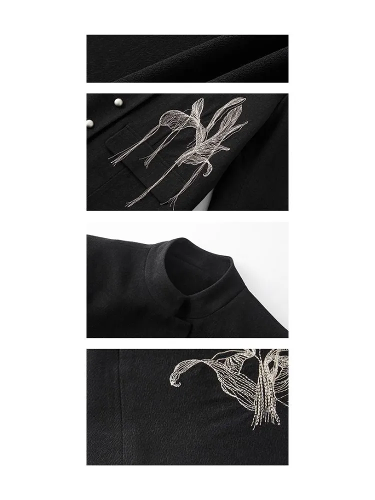 Fine Silk Thread Embroidery Black Suit Jacket【s0000008176】