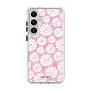 Galaxy S24 Halo MagSafe Cute Phone Case - Pink/White Daisies