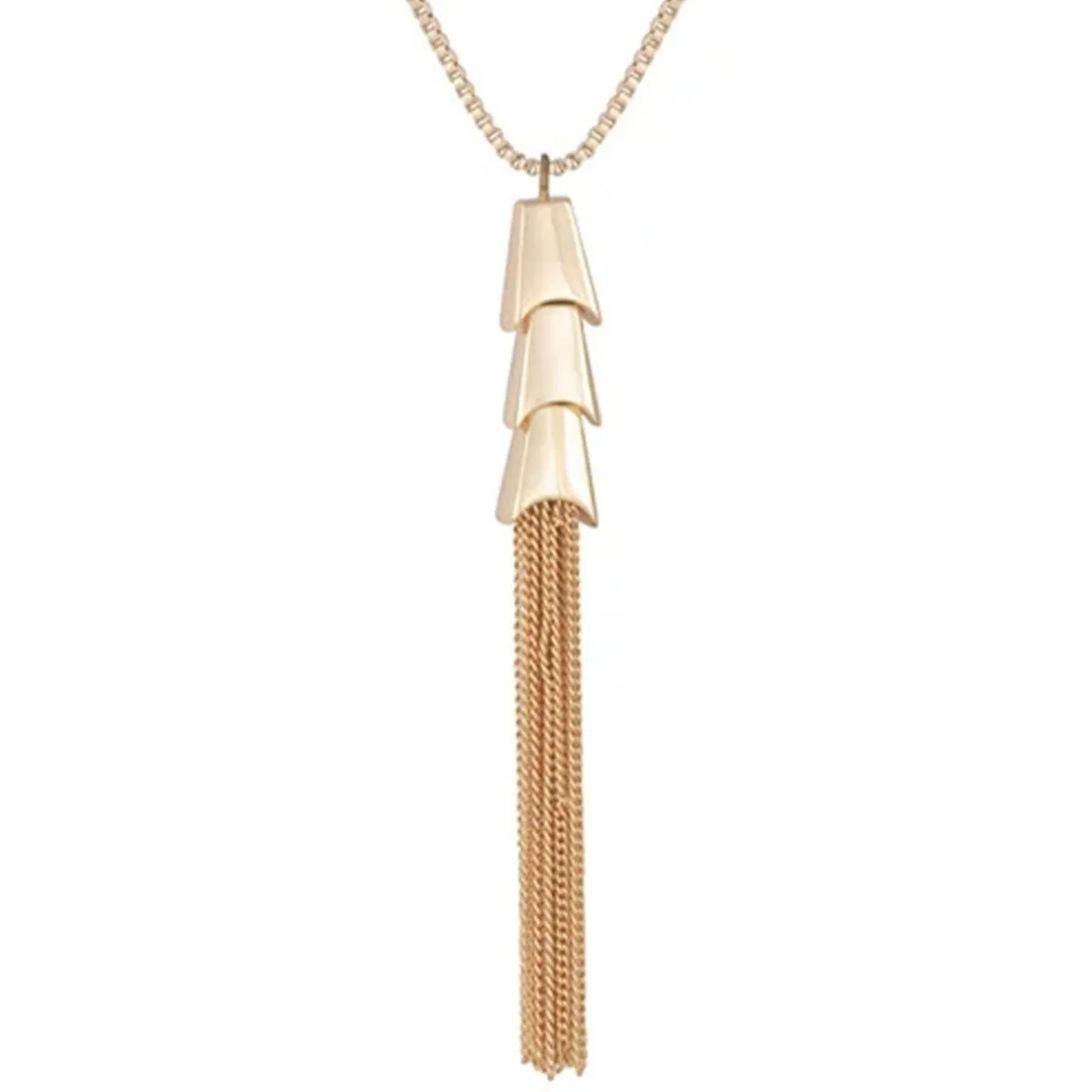 Goldtone Long Tassel Chain Necklace