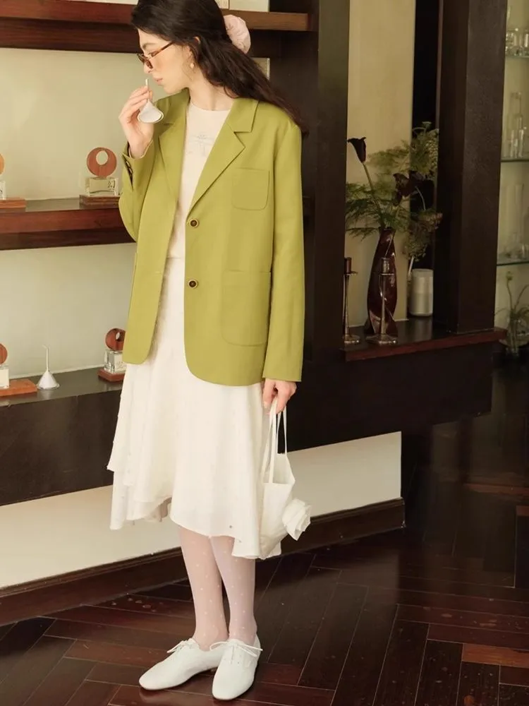 Green Literary Loose Suit Jacket【s0000007485】