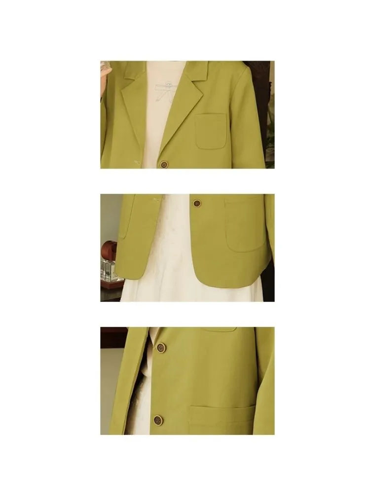 Green Literary Loose Suit Jacket【s0000007485】