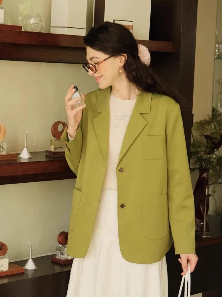 Green Literary Loose Suit Jacket【s0000007485】