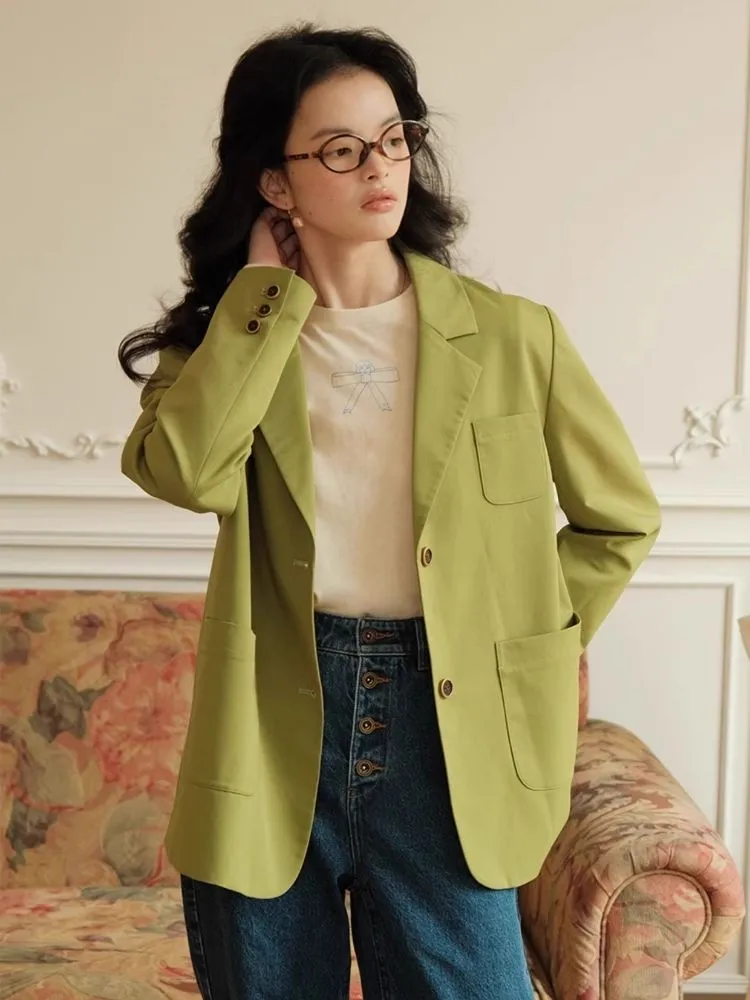 Green Literary Loose Suit Jacket【s0000007485】