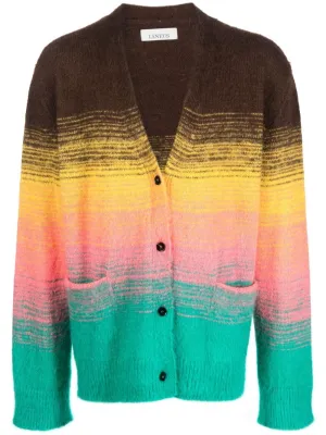 JAQUARD DEGRADE GRADIENT-EFFECT TEXTURED CARDIGAN