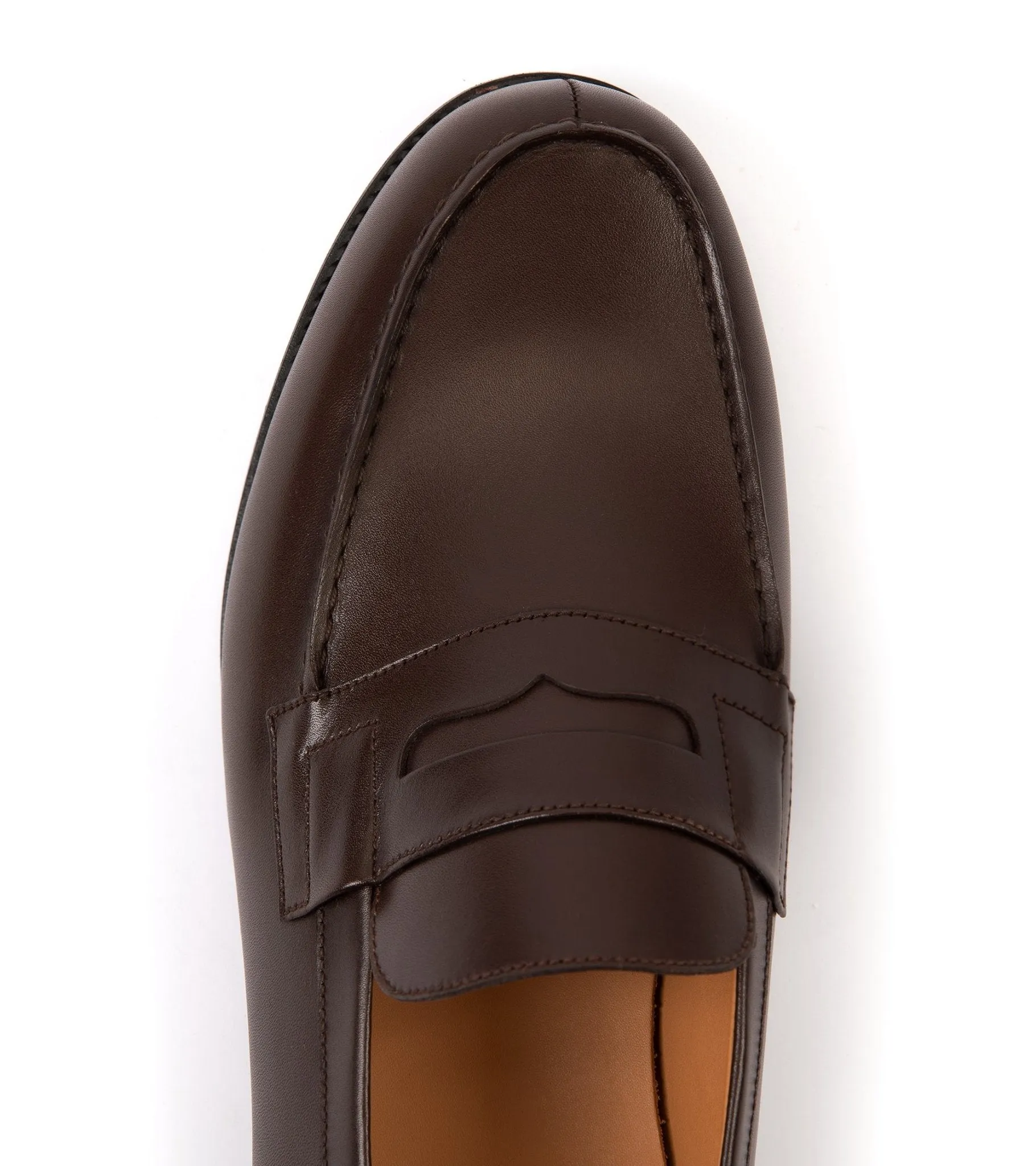 J.M. Weston Boxcalf Leather 180 Loafer: Dark Brown