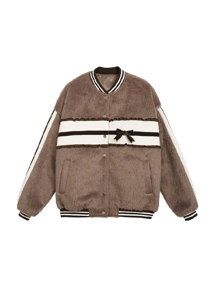 Ladd brown splicing baseball jacket【s0000005052】