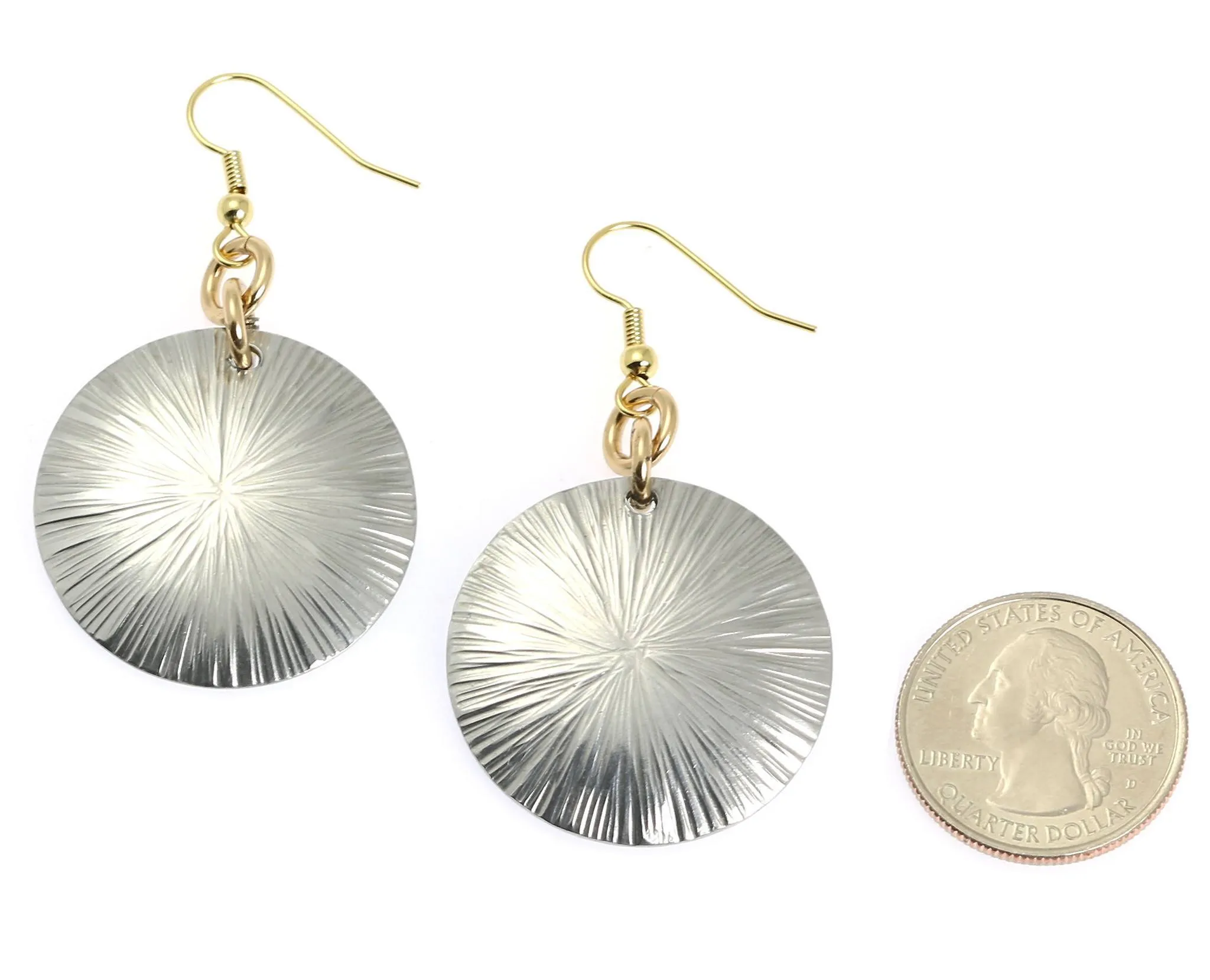 Large Aluminum Sand Dollar Disc Earrings