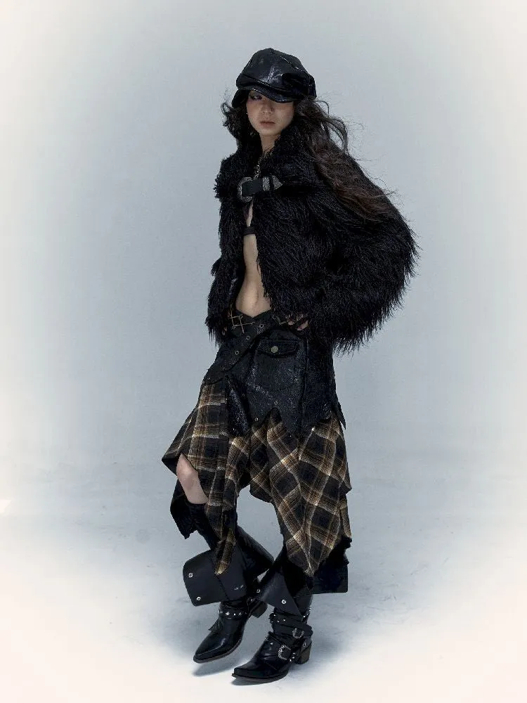 Light Rock Black Fur Coat 【s0000004678】