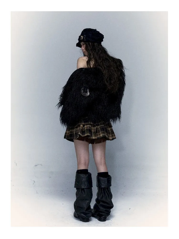 Light Rock Black Fur Coat 【s0000004678】