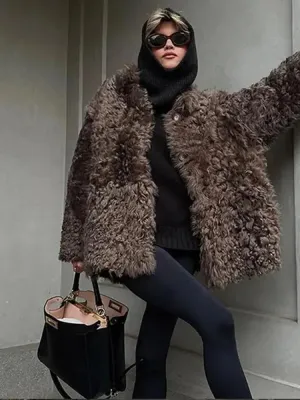 Loose Plush Autumn Winter Stand Single-breasted Long Elegant Hairy Soft Coat